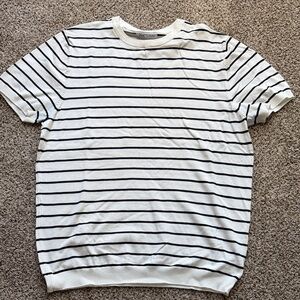 Zara Cream and Black Striped Top